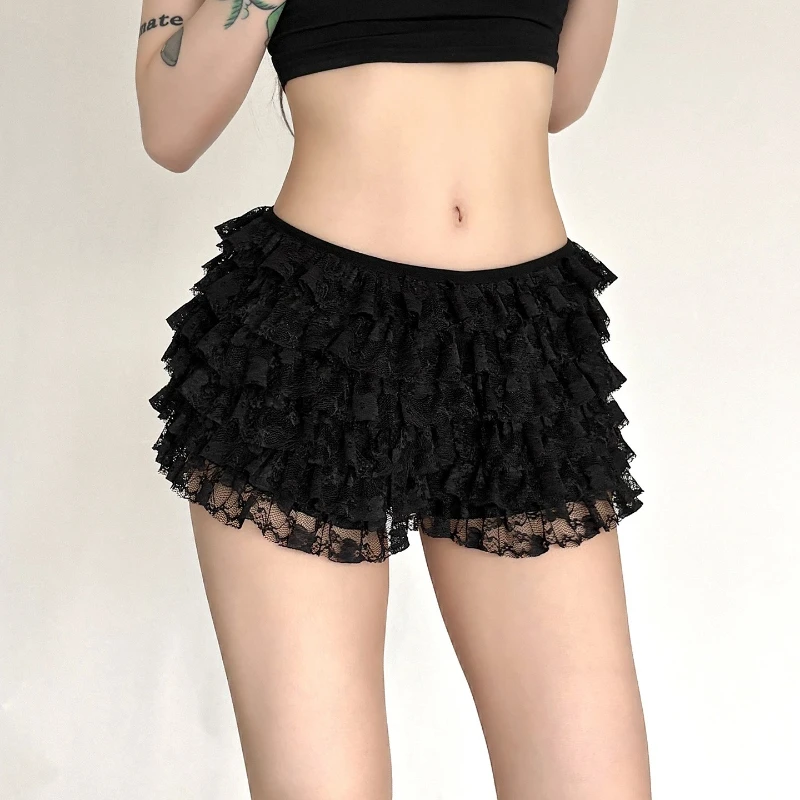 2026 Summer New Sexy Fluffy Lace Multi-layer Ruffle Edge Playful Fashionable Shorts for Women