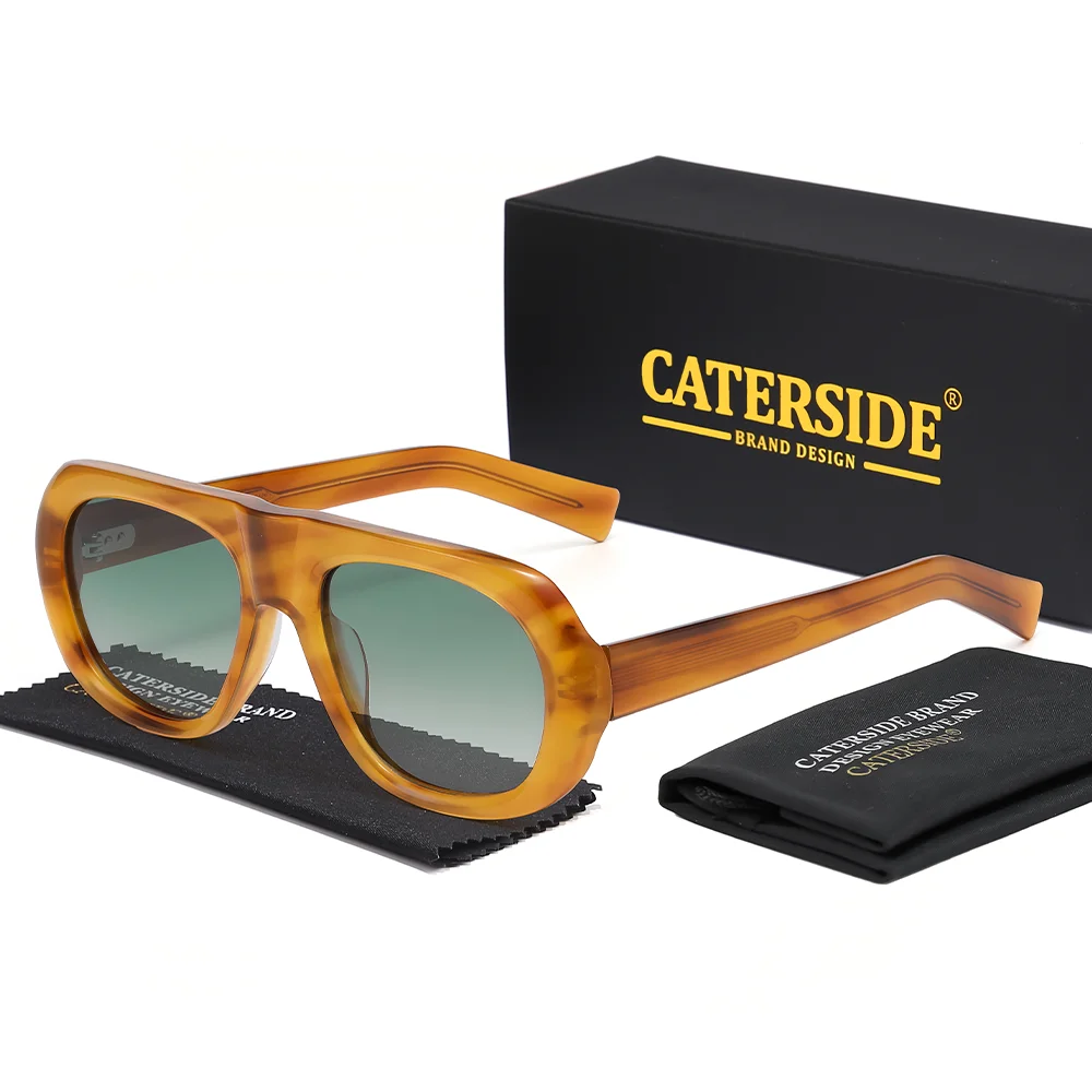 

CATERSIDE Retro Men's Polarized Sunglasses Premium Acetate Thick Frame Gradient Sunglasses Women's Outdoor Travel Luxury Glasses
