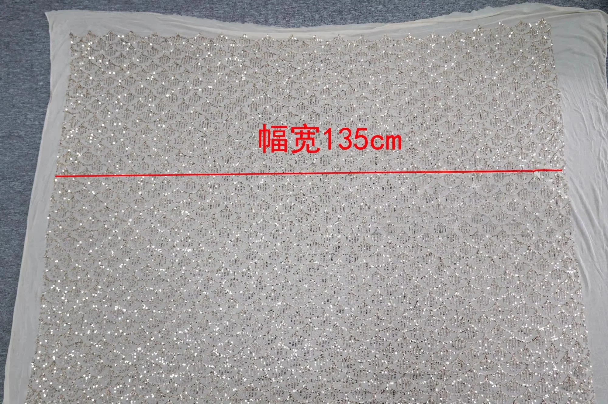 Champagne color 3mm fish scale glitter elastic fabric sewn wedding dress, children's clothing cheongsam designer fabric