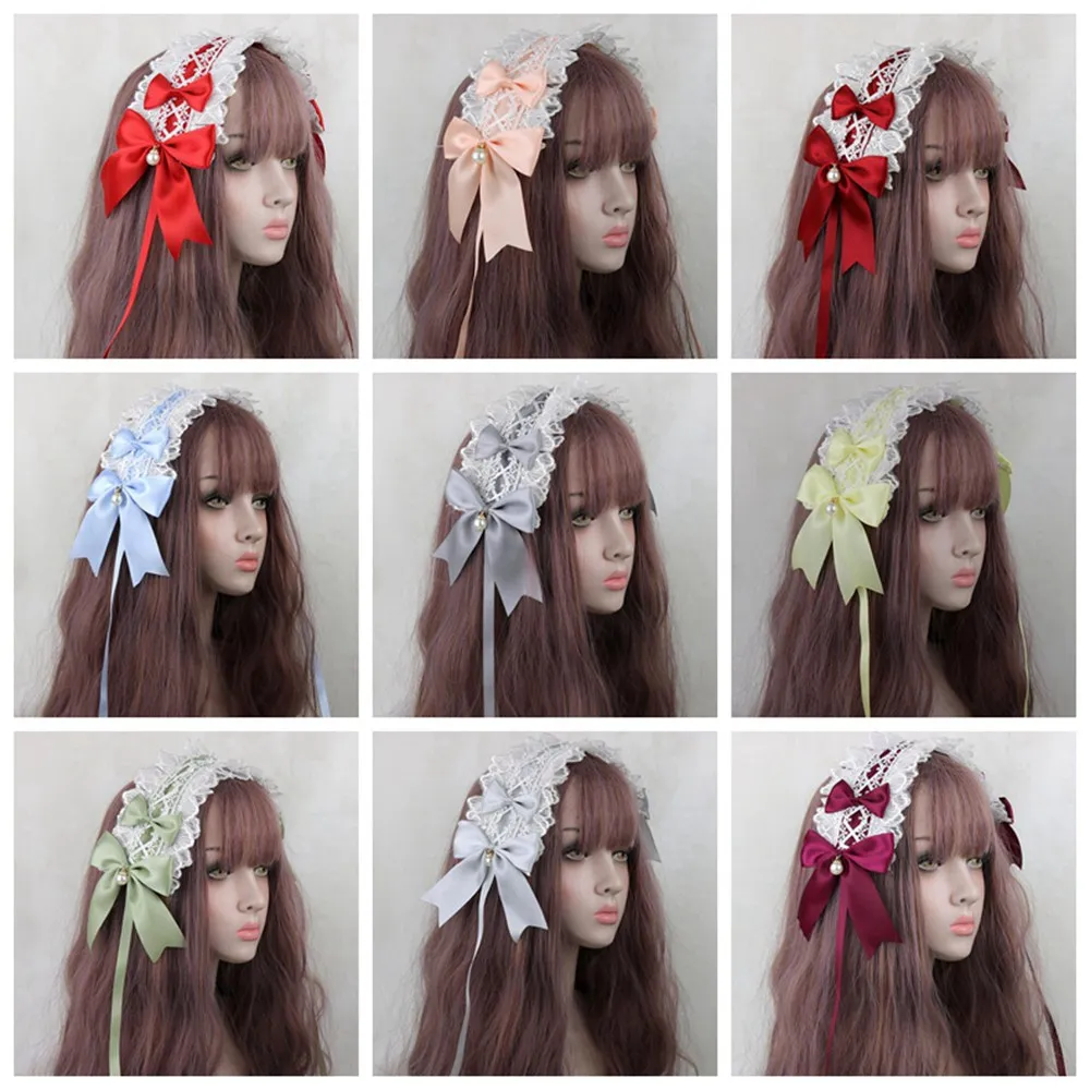 Cerchietto per capelli dolce adorabile Anime Maid Cosplay Fascia Lolita Fiore di pizzo Copricapo Accessorio per capelli