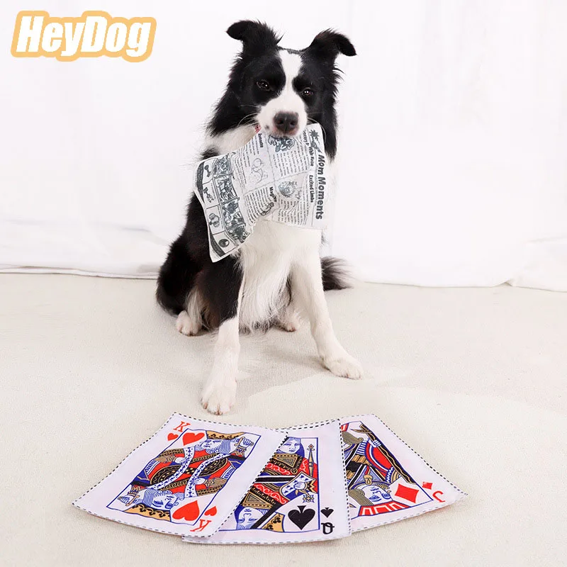 

Pet Toys Voice Activated Dog Biting Sound Toys Boredom Relieving Newspapers Poker Cards Built-in Voice Activated Dog Accessories