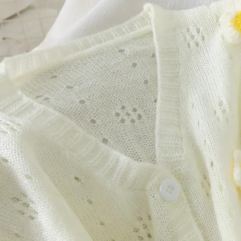 

Cardigan Women Kawaii Appliques Loose Korean Ins Stylish Female V-neck Solid Jumpers Spring Streetwear Single-breasted Soft New