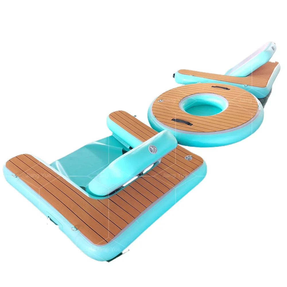 Hot Sales Inflatable Drop Stitch Floating Sofa Dock Single Seat Outdoor Water Play Chair With Eva Teak