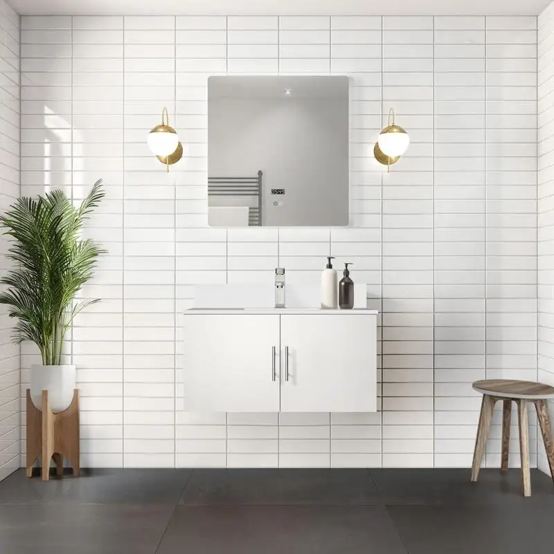

36" Glossy White Bath Vanity, 22" Depth, Quartz Top, Faucet Included, Modern Design, Contemporary Style, Perfect for Bathroom