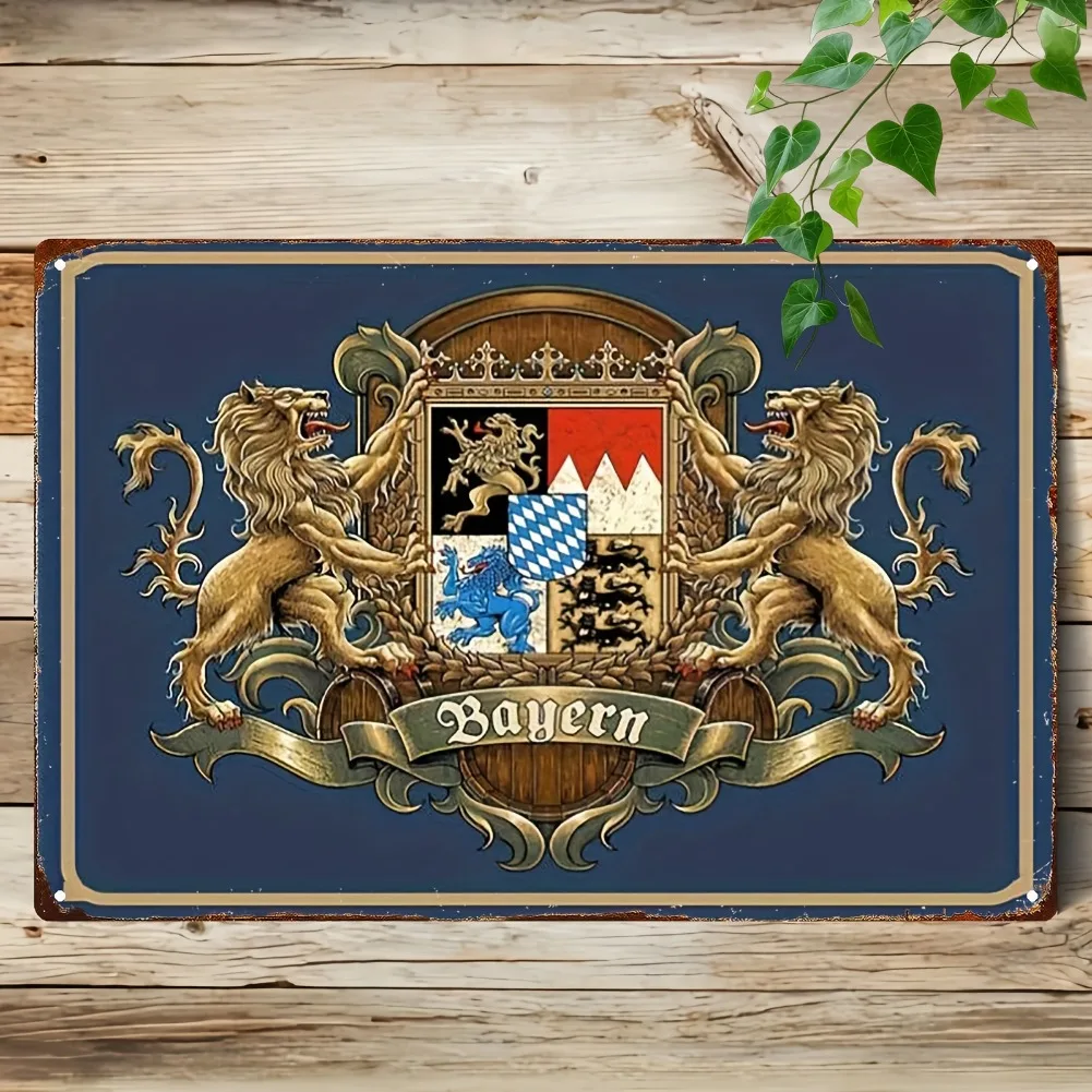 2D شقة، 1PC علامة معدنية خمر | هذا هو لوحة حديد بايرن كريست البافارية | 20*30 سم/8*12 بوصة | مناسبة لغرفة المعيشة #1