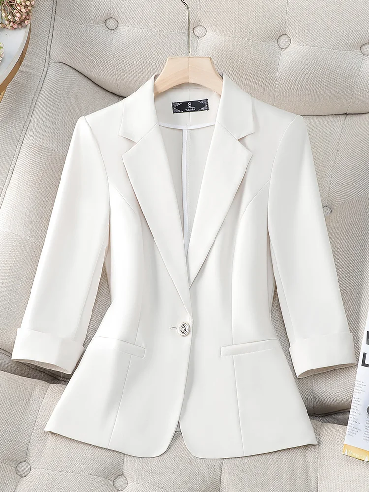 

Женские повседневные однотонные темпераментные офисные пиджаки с длинными рукавами, куртки, весенне-осенние элегантные праздничные тонкие универсальные топы, пальто