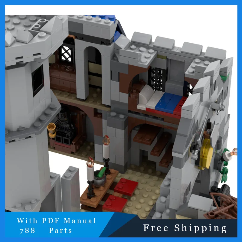 788-onderdelen Moc Middeleeuws kasteel Modulair model Bouwstenen DIY-sets Onderwijs Assemblage Bakstenen Speelgoed Kind Kerstverjaardagscadeaus