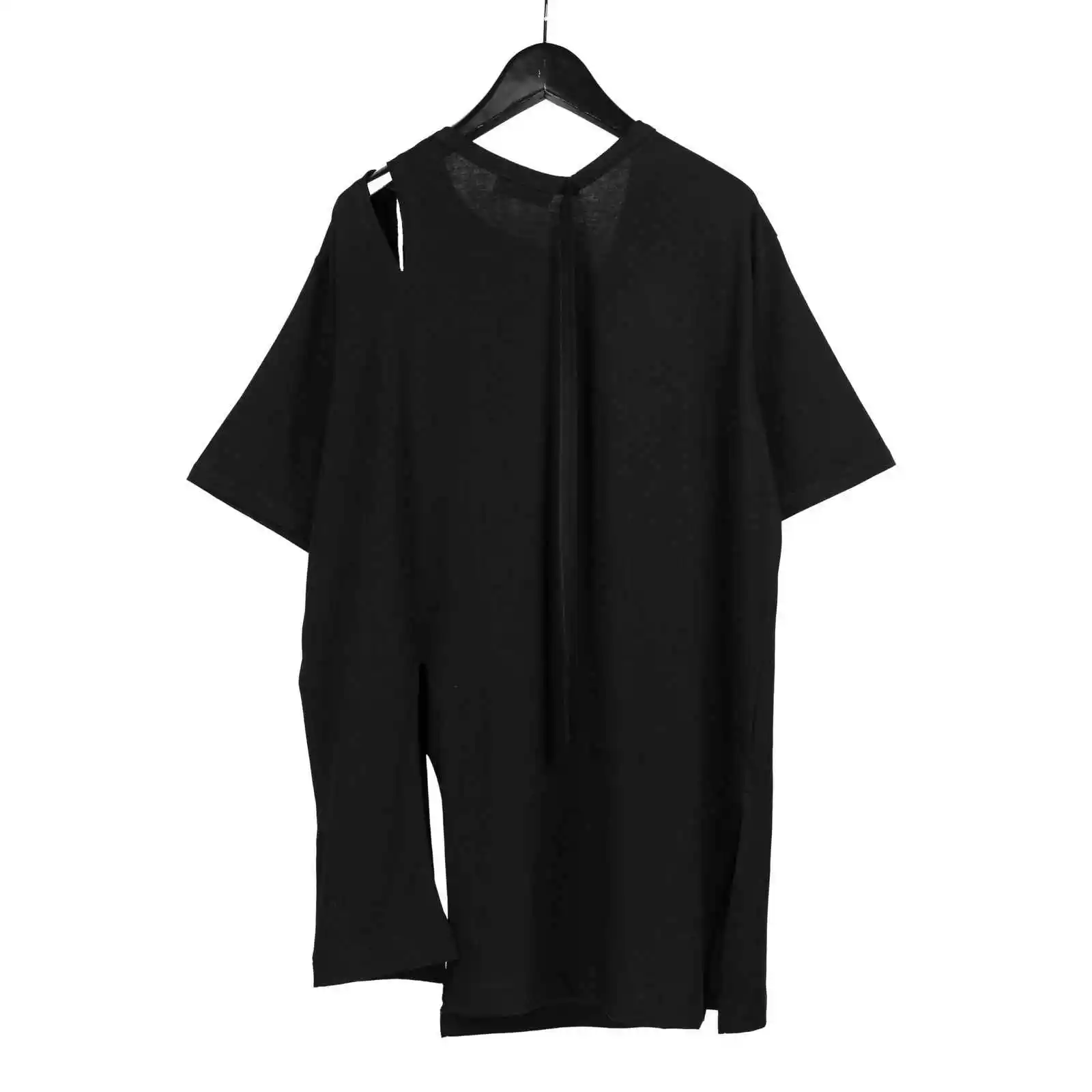 

Новая модная однотонная свободная футболка с короткими рукавами и лентами TOP-YAMAMOTO