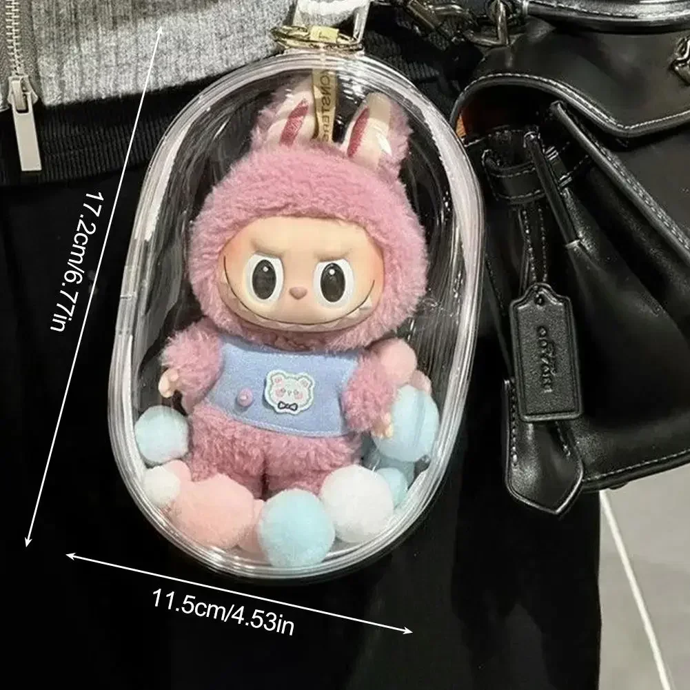 For Labubu Doll Bag Cotton Doll Out Bag 15cm Plush Doll Dust Drying Transparent Doll Bag Doll Accessories 11.5x6.5x17.2cm