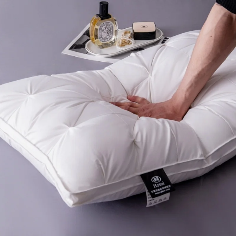Soft Polyester Fiber Filling Pillow For 5-Star Hotel Home White Pure Cotton Face Pulling Flower 3D Bread Sleeping Pillows 48*74