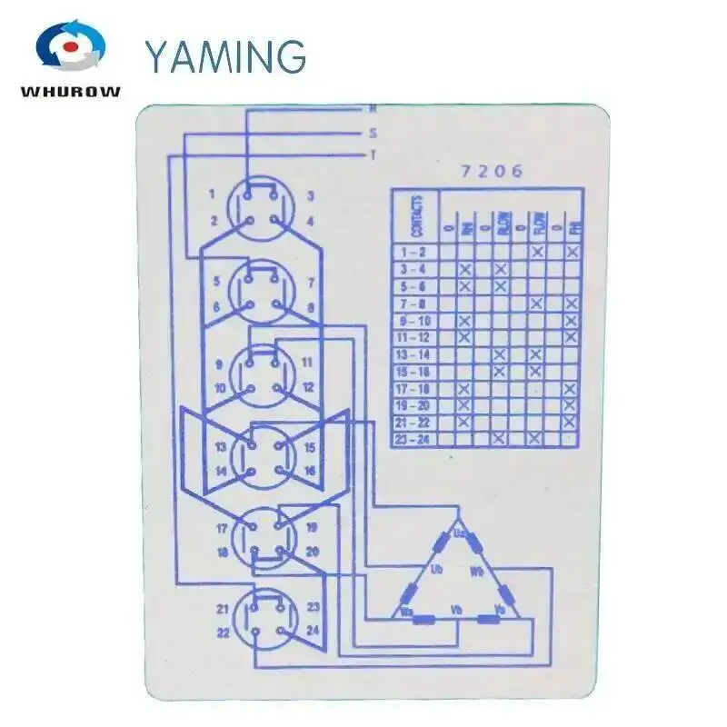 YMW28-20/6 Milling Machine Accessory 20A 6 Poles 8 Position Control Motor Speed Changeover Rotary Cam Switch T-16EXF64D-6
