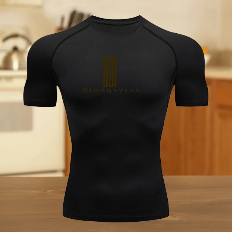 

Men's Summer Athletic Compression T-Shirt Breathable Quick-Dry High-Elasticity Short Sleeve Tees with Bold Graphic Running Gym