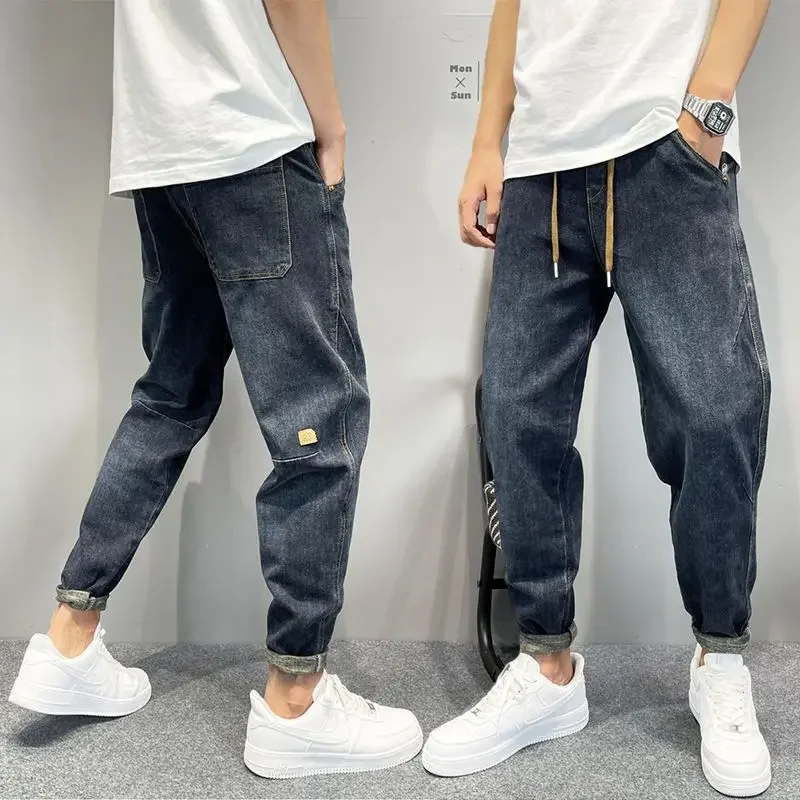 Spring Autumn New Men's Casual Pants Stretch All-match Fashion High Waist Straight Pants Loose Haren Pants Clothes Men Trousers