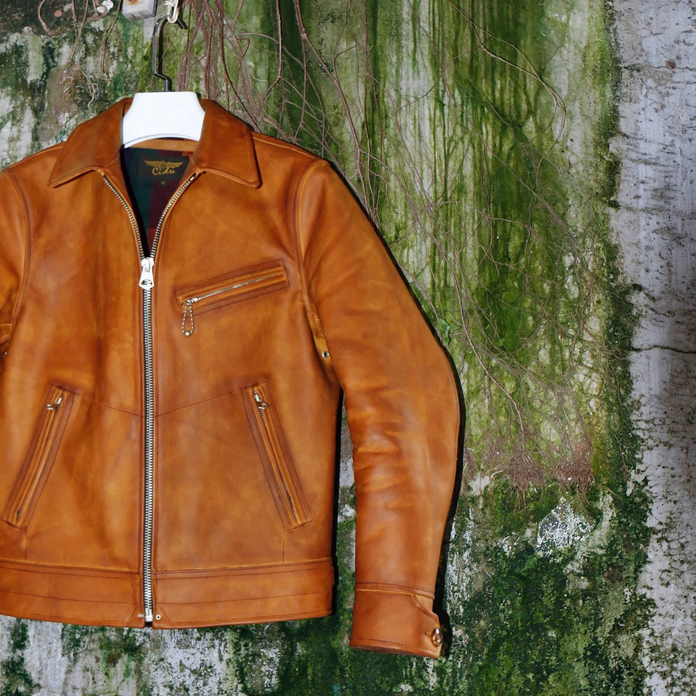 CDJ-60 Cidu Asian Size Super Top Quality Heavy Genuine Argentine Bull Leather Slim Classic Stylish Rider Jacket