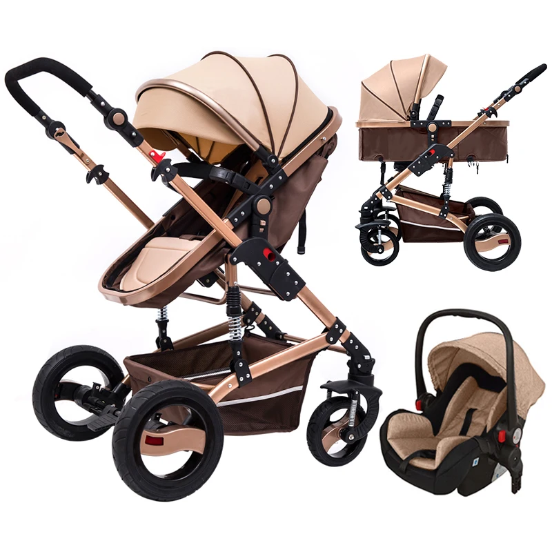 Luksusowy składany wózek dziecięcy 3 w 1 z fotelikiem samochodowym Kompaktowy wózek dziecięcy Kinderwagen Poussette 3 En 1 dla noworodka