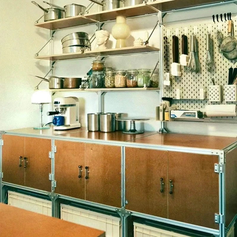 

Multi-layer frame aluminum profile shelf, living room against the wall ocean board side cabinet