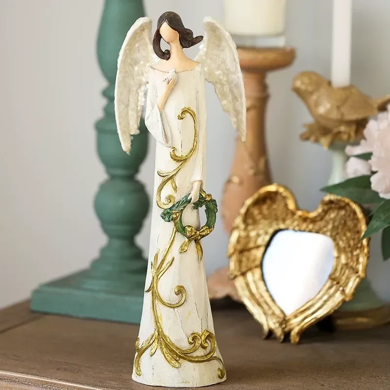 Christmas Decoration American Rural Pastoral Retro Vintage Gold Wreath Angel Ornament Niche Design Home Decor