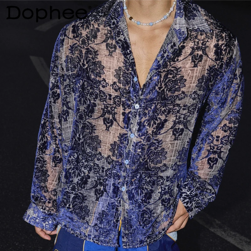 

Fashion Shirts Men's 2026 Summer New Loose Comfort Long-sleeve Shirts Men's Color Matching Breathable Handsome Elegant Chic Tops