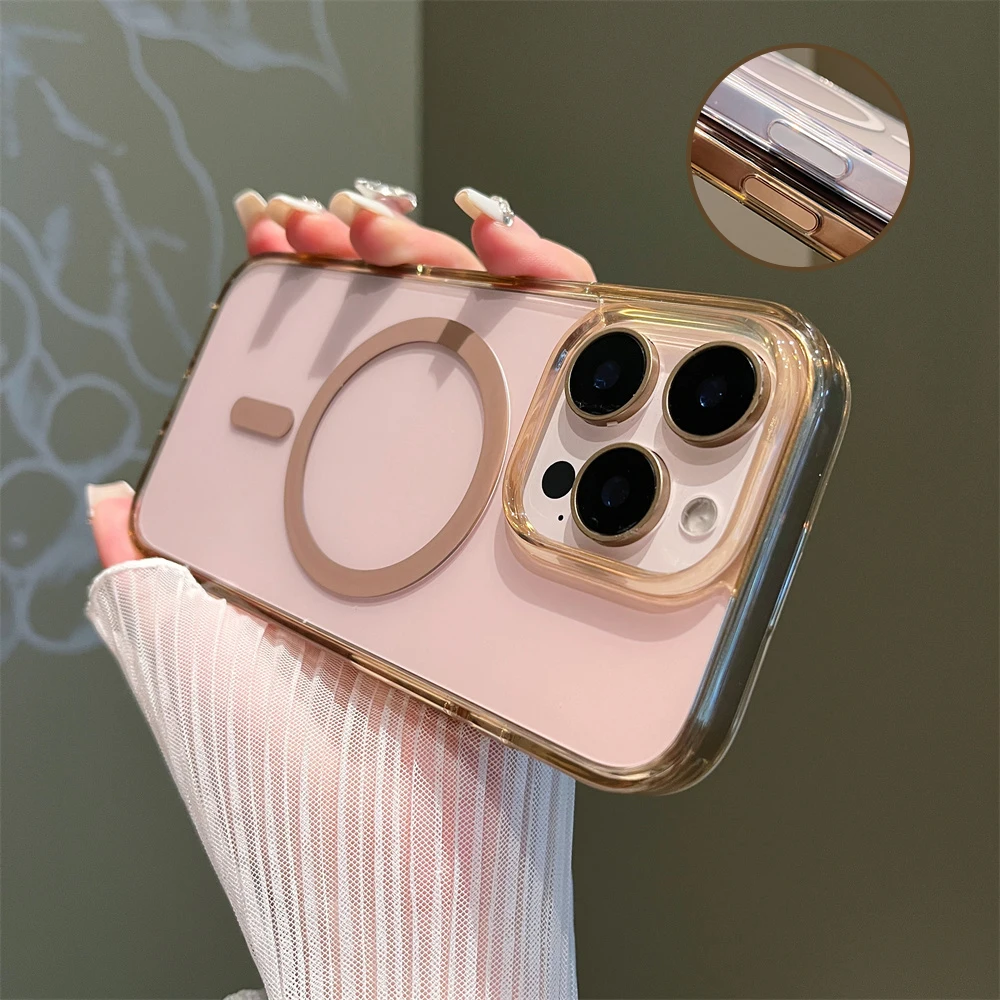 맥세이프용 슬라이드 카메라 키 보호 투명 휴대폰 케이스, 아이폰 16 프로 맥스 16 플러스, 마그네틱 무선 충전 아크릴 커버