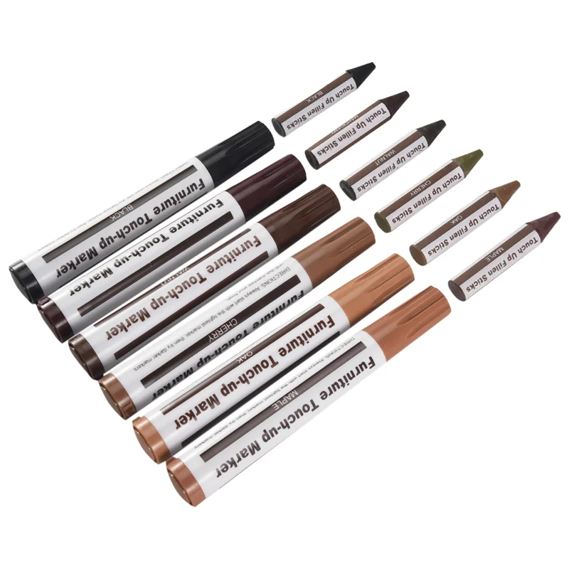 A21I-ชุดซ่อมเฟอร์นิเจอร์เครื่องหมายไม้-เครื่องหมายและแท่งขี้ผึ้งพร้อมชุดเหลาสําหรับรอยขีดข่วนพื้นไม้