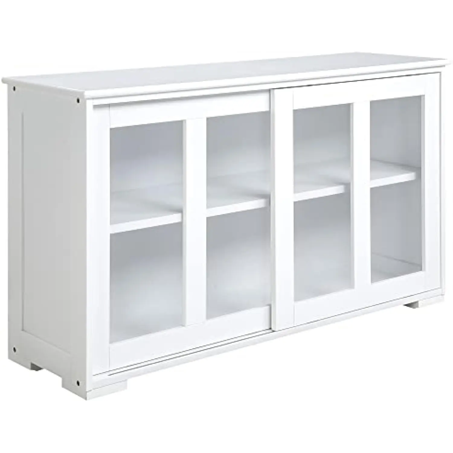 

Sideboard buffet cabinet, stackable credenza, coffee bar cabinet with sliding glass door and adjustable shelf, white