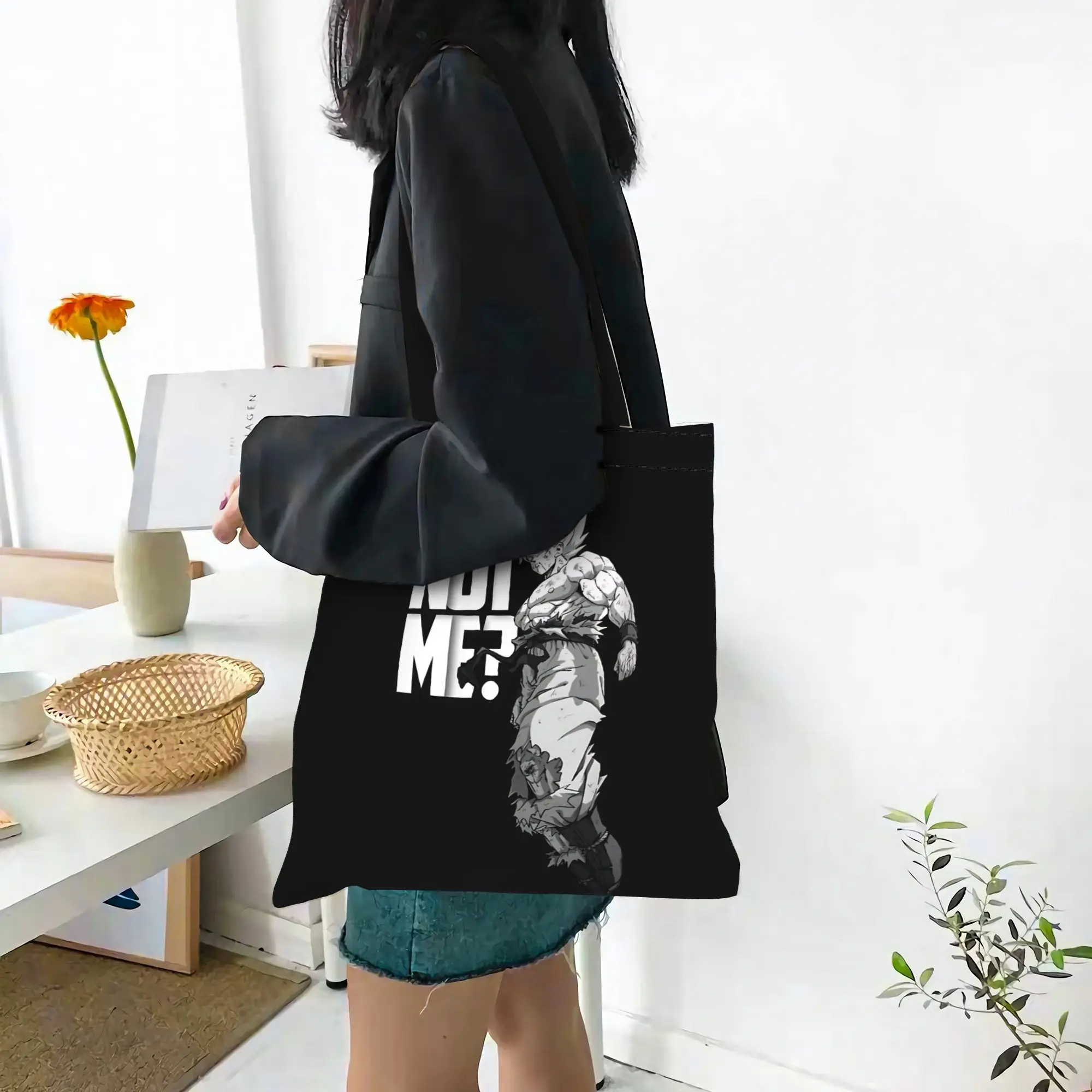 Customized Dragon Ball Z Women's Bag Shopping Bag Reusable Double Sided Canvas Tote Bag Shoulder  Handbag