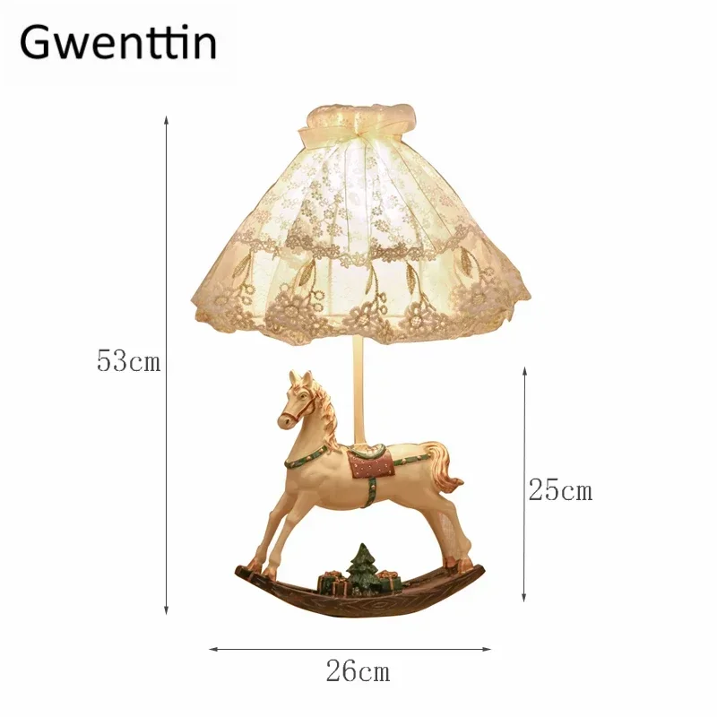 White Horse Table Lamp Nordic Stand Desk Light Home Luminaire for Bed Room Decoration Bedside Night Modern LED Lighting Fixtures