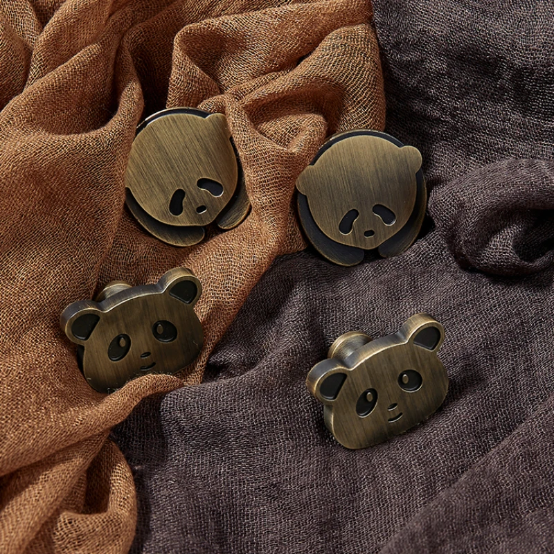 1Pcs Creative Cartoon Panda Pulls Bronze Color Single Hole Children's Room Cabinet Drawer Handles Bronze Finish Door Knobs