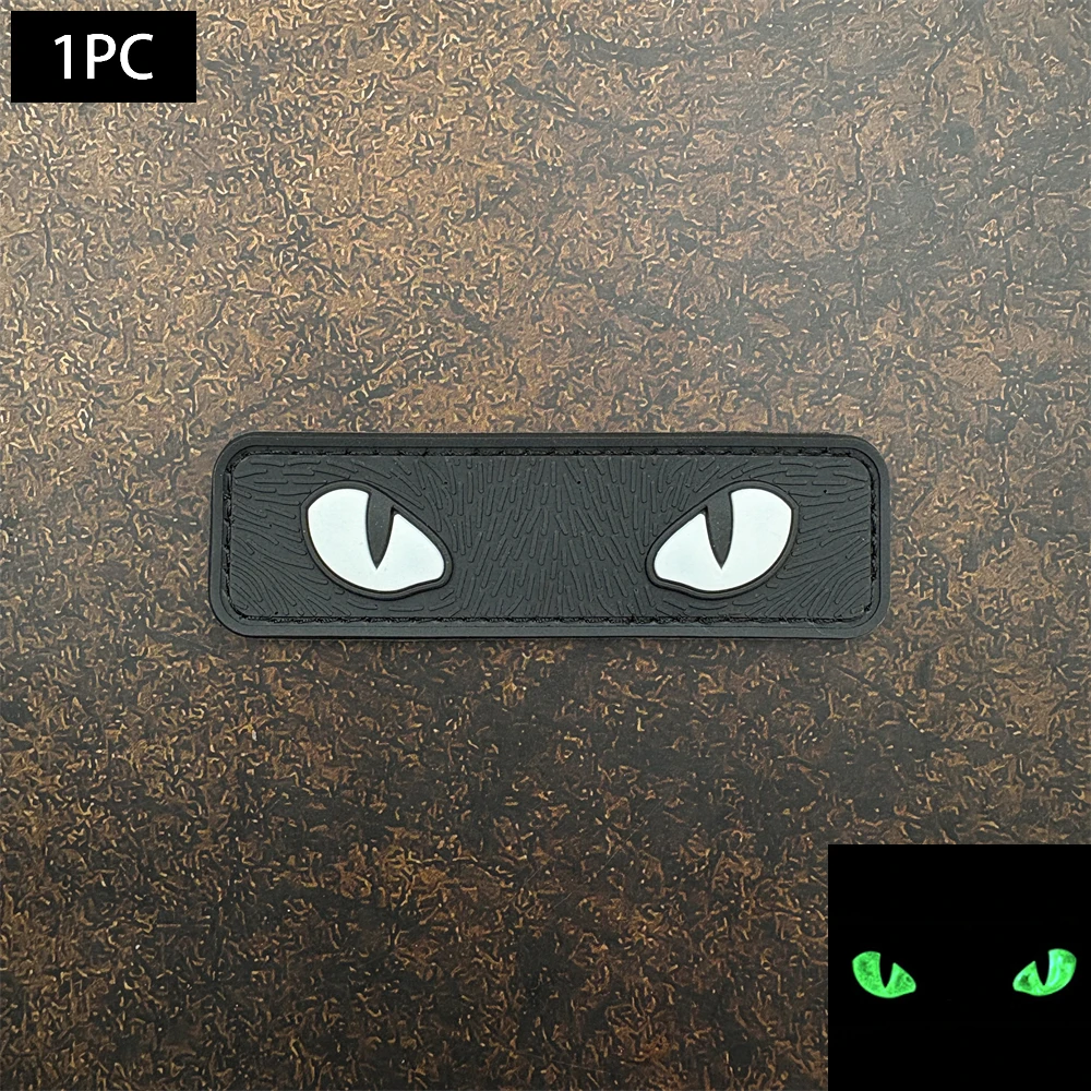 Rounded Rectangular 3D Double-Eye Texture Decorative Velcro Patch, Luminous, Made of Pvc, Includes Matching Felt-Backed Backpack, Baseball Cap, Jacket, Suitcase DIY Decorative Patch Badge Appliqué view 2