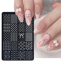 3D Lace Flowers Bow Nail Template Kawaii Rabbit Bear Heart Rose Pattern Transfer Printing Stamping Plate Elegant Manicure Tools