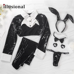 Illusional Sexy Reverse Bunny Cosplay Costume Anime Sexy PU Reverse Bunny vestito di san valentino