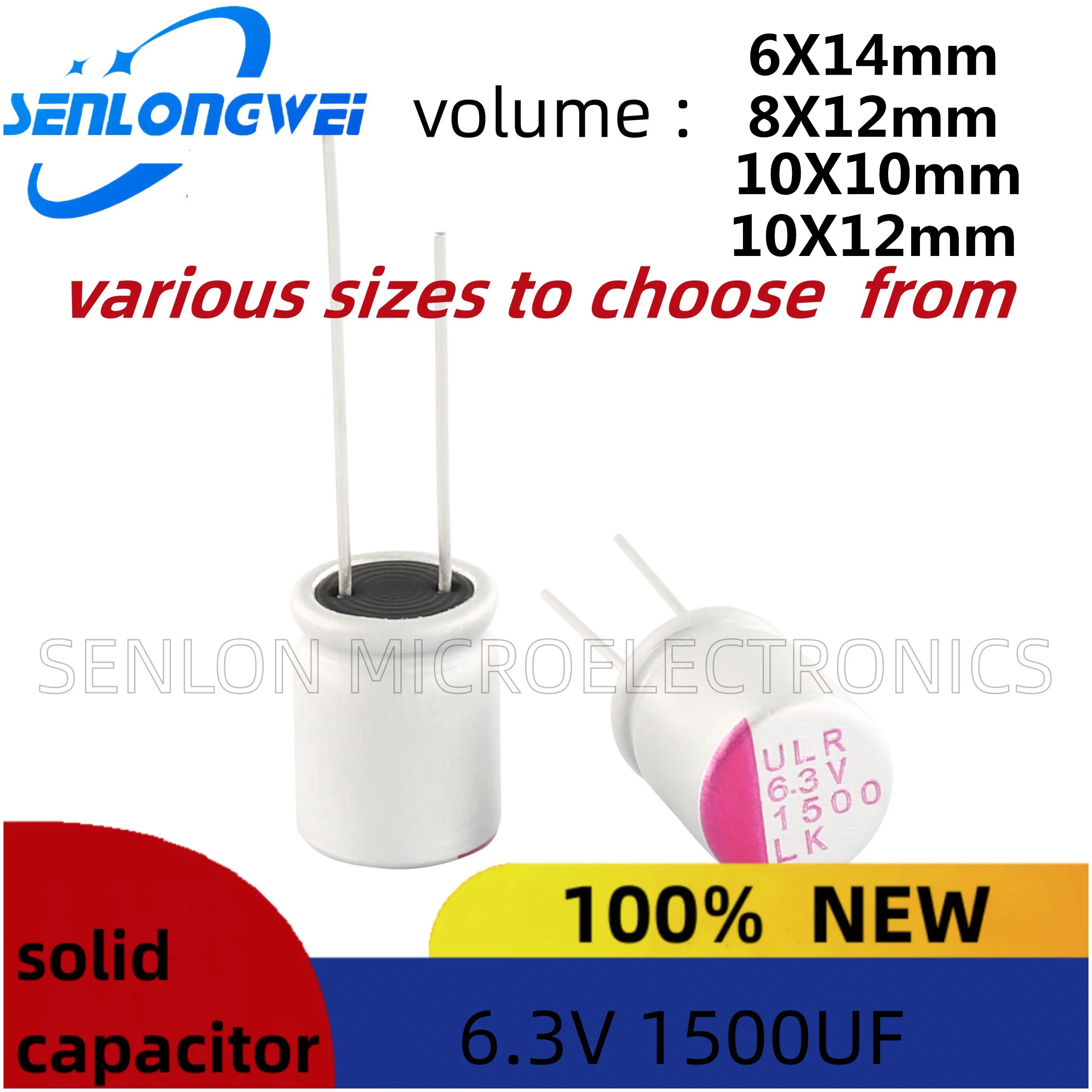 10Pcs New 1500UF 6.3V Solid Capacitor 10X12mm DIP Solid Electrolytic Capacitor 6.3V 1500UF Polymer Solid Capacito