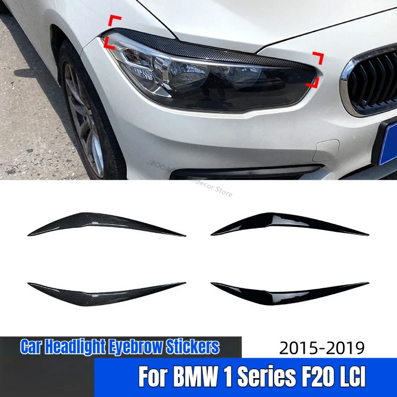 

Front Headlight Head Lamp Eyebrow Stickers for BMW 1 Series F20 LCI 2015-2019 Car Decorative Trim Carbon Fiber Look Exterior