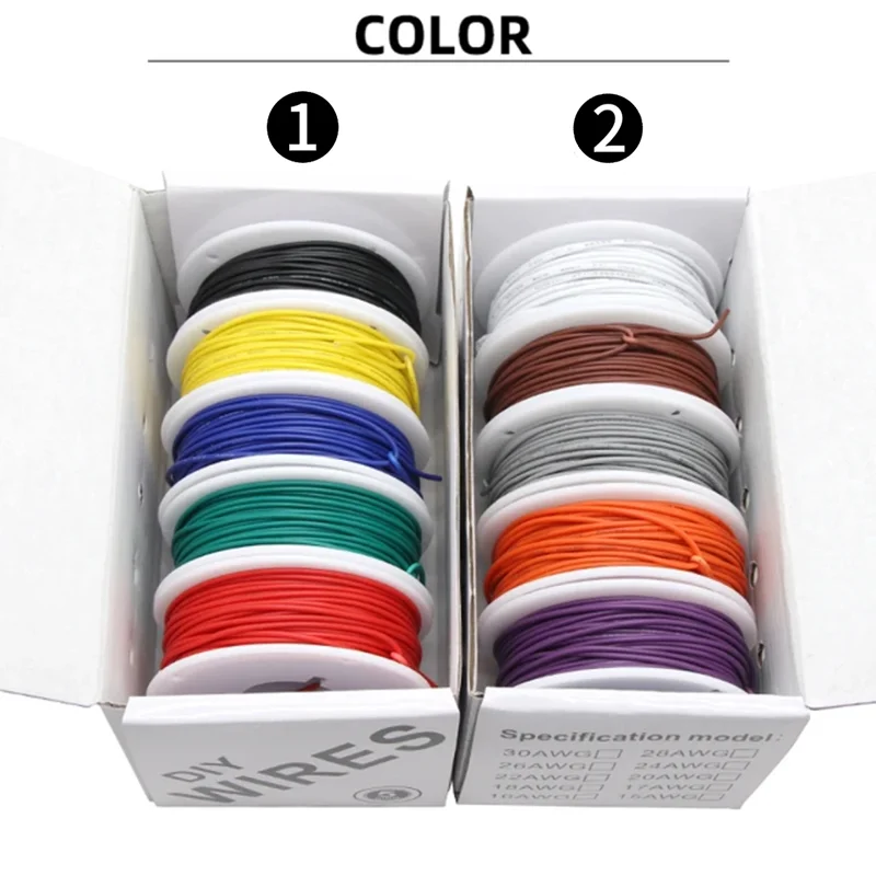 16 AWG 25m/box UL1007 PVC Tinned Pure Copper Cable Line Stranded Electrical Wire PCB Wire DIY（5 Colors Mix Kit）