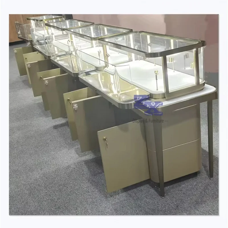 custom.Luxury Jewelry Shop Furniture Glass Display showcase Display Cabinet Shop Fittings and Display