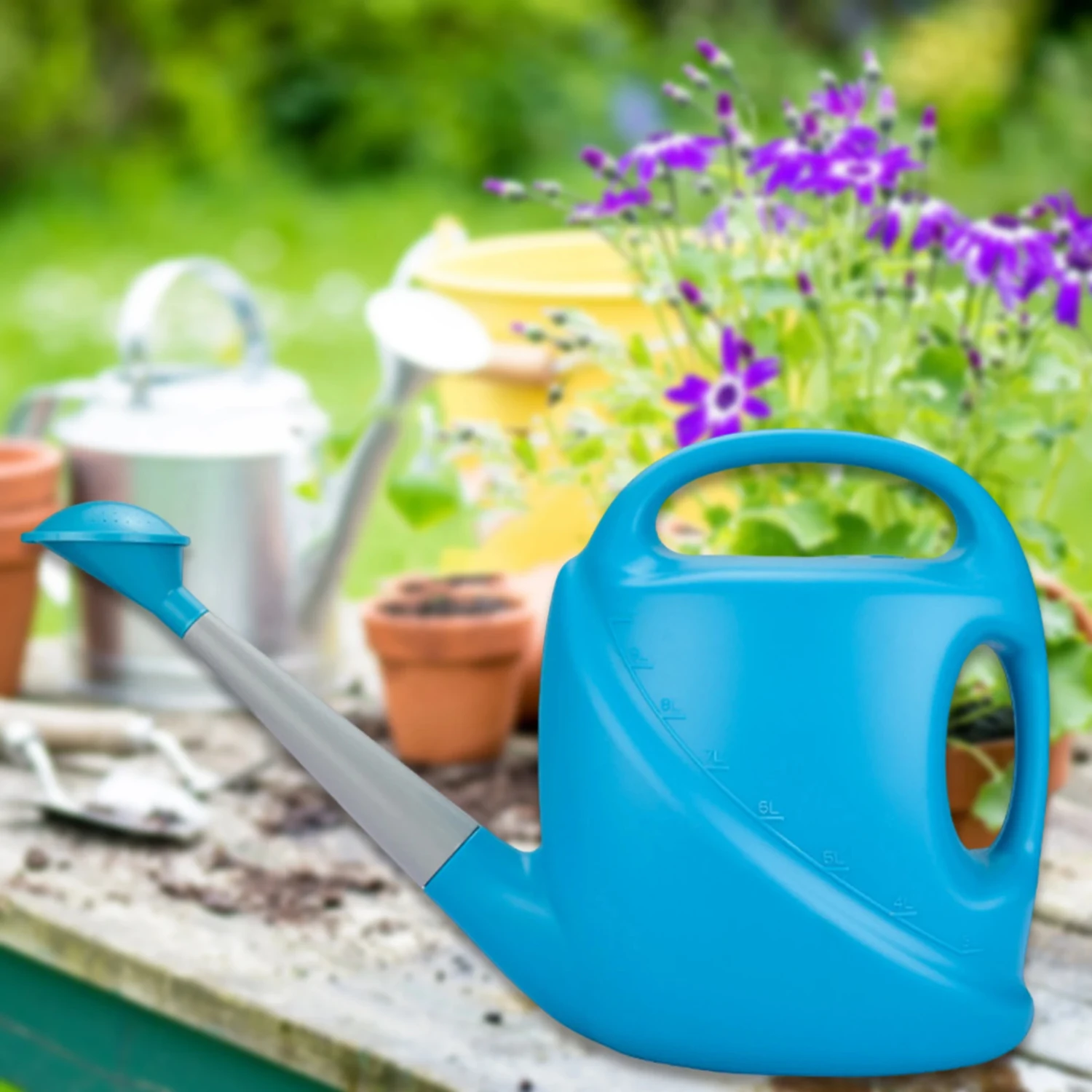 Regadera desmontable con boquilla larga moderna para jardinería en interiores, bonsái y plantas