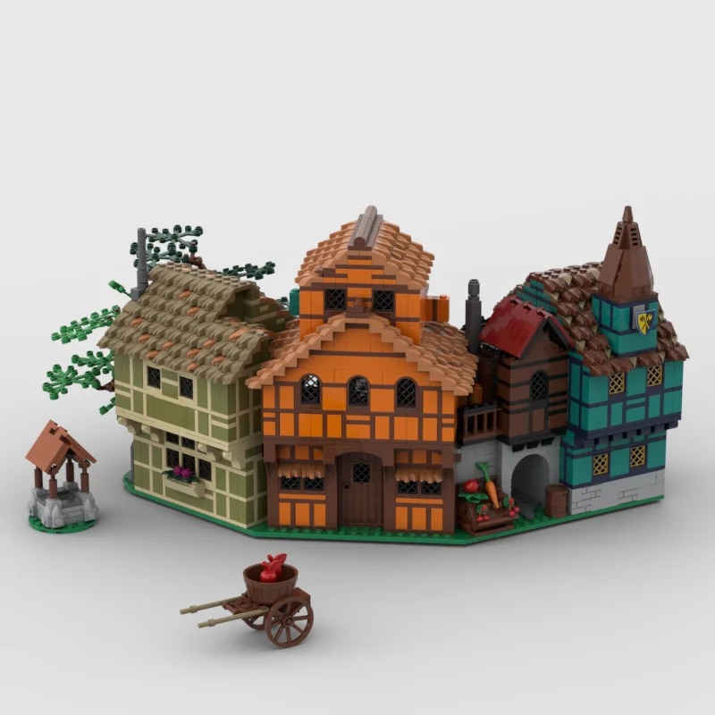 MOC Średniowieczny Mały Dom - Zabawka do składania z małych elementów - odpowiednia dla wszystkich entuzjastów do samodzielnego montażu. Kreatywny holi