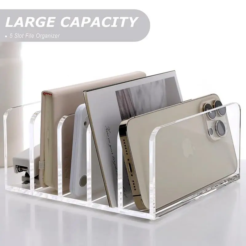 File Organizer Stand 5 Sections Vertical File Rack Mail Organizer Countertop Document Sorter For Envelope Folder
