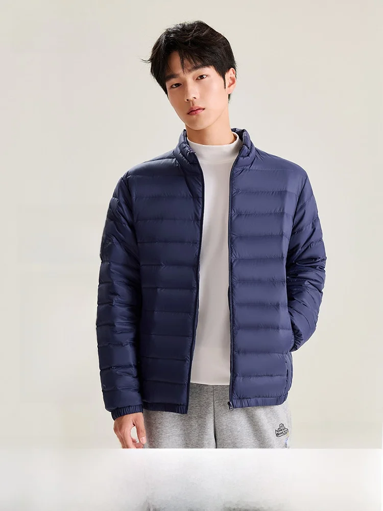 

Snowy Flight Spring 2026 Men's Short Lightweight down Jacket Stand Collar Large Size Basic Casual Warm Trendy Outerwear
