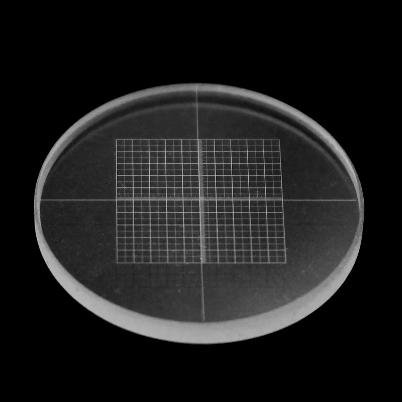 Microscopio ocular, micrómetro 0,5x0,5, calibración de cuadrícula DIV, 0,05mm, regla de retícula cruzada, medición de lente deslizante, diámetro de 20mm y 24mm