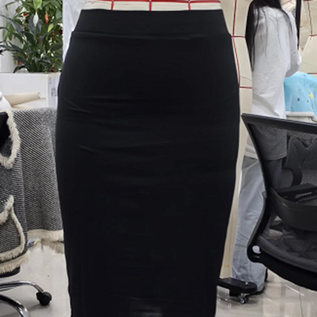 

Classic Women's Bodycon Office Lady Long Skirt High Waist Solid Color Slim Fit Pencil Skirt Elegant Midi Skirt