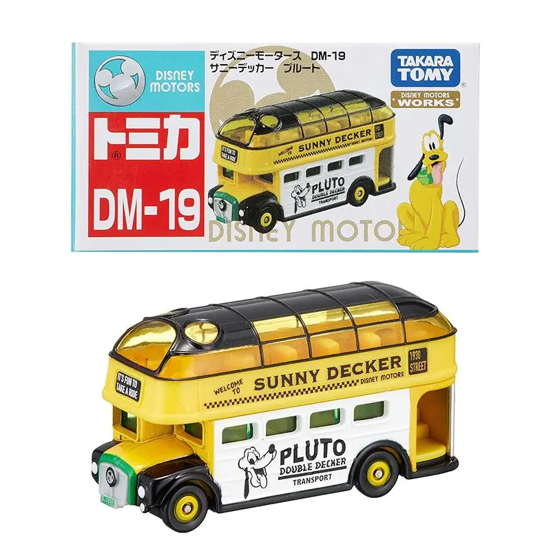 TAKARA TOMY Tomica Disney Pluto Sunshine Bus Model pojazdu silnikowego Ozdoba Mini Odlewany model samochodu ze stopu Zabawka dla dzieci Prezent