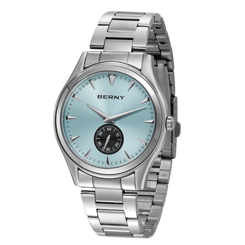 BERNY Watch for Men Casual Wristwatch Quartz 5ATM Waterproof Men Wristwatches Stainless Steel Fashion Quartz Watches for Men