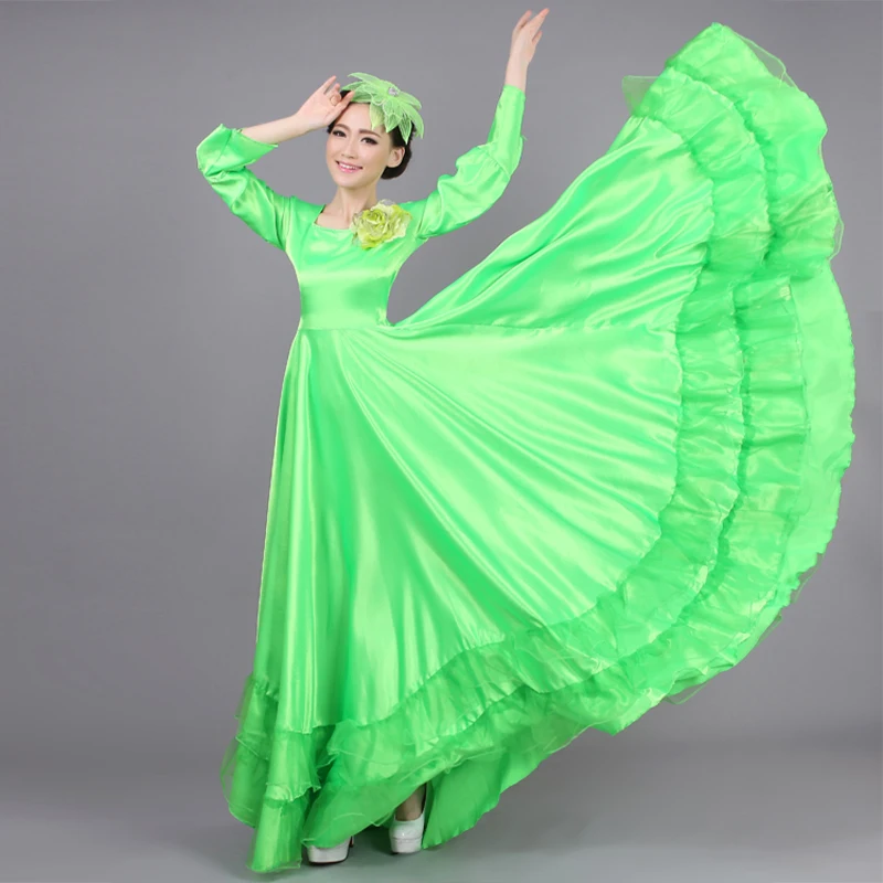 Sukienka do flamenco hiszpańskiego 360/540/720 stopni, damska, do tańca towarzyskiego, z dużym zamachem, na występy sceniczne i dla chóru.