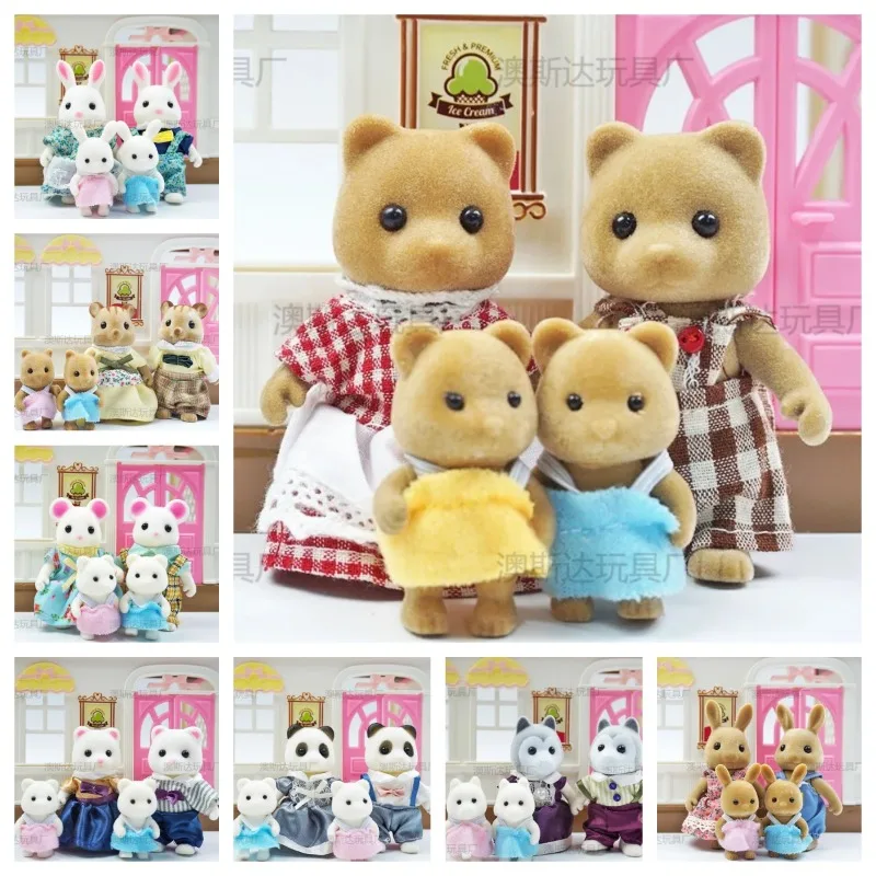 Sylvanian Families Playhouse Doll Action Figure Animal Set Rabbit Doll Child Girl Scene Toy Birthday Gift