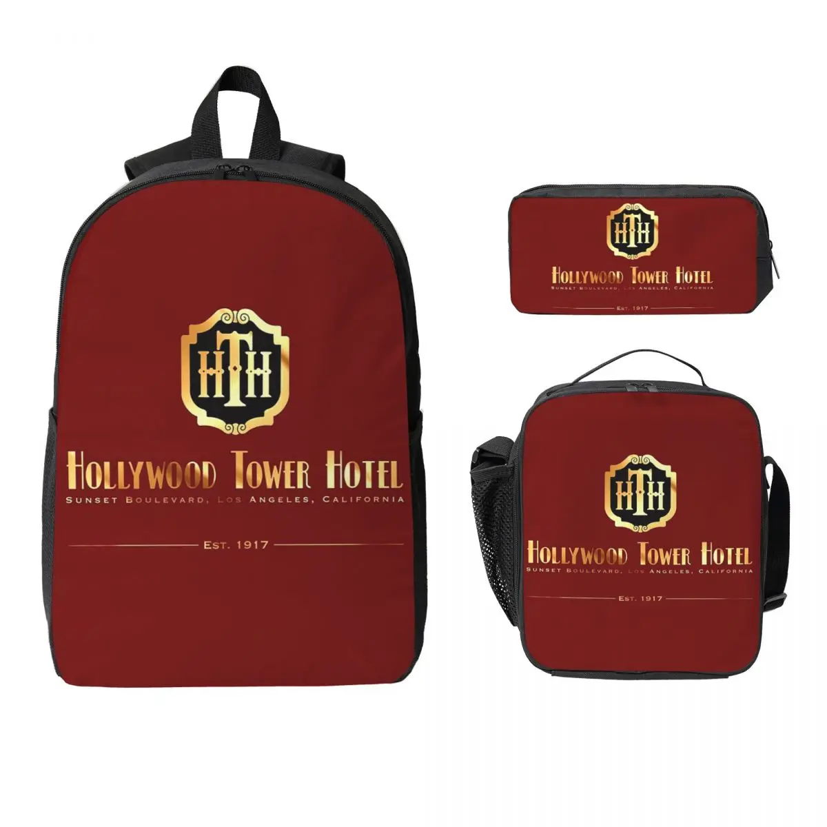 

HTH 2 Backpack Student Boys Girls BookBag School Bag Computer Shoulder Bags 3ps Insulated Lunch Bag Pencil Case