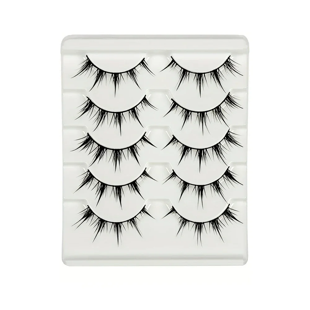 Anime-Inspired False Eyelashes, 5 Pairs Cartoon Eye Faux Lashes, Dramatic Look Demon Style, Volumizing & Lengthening