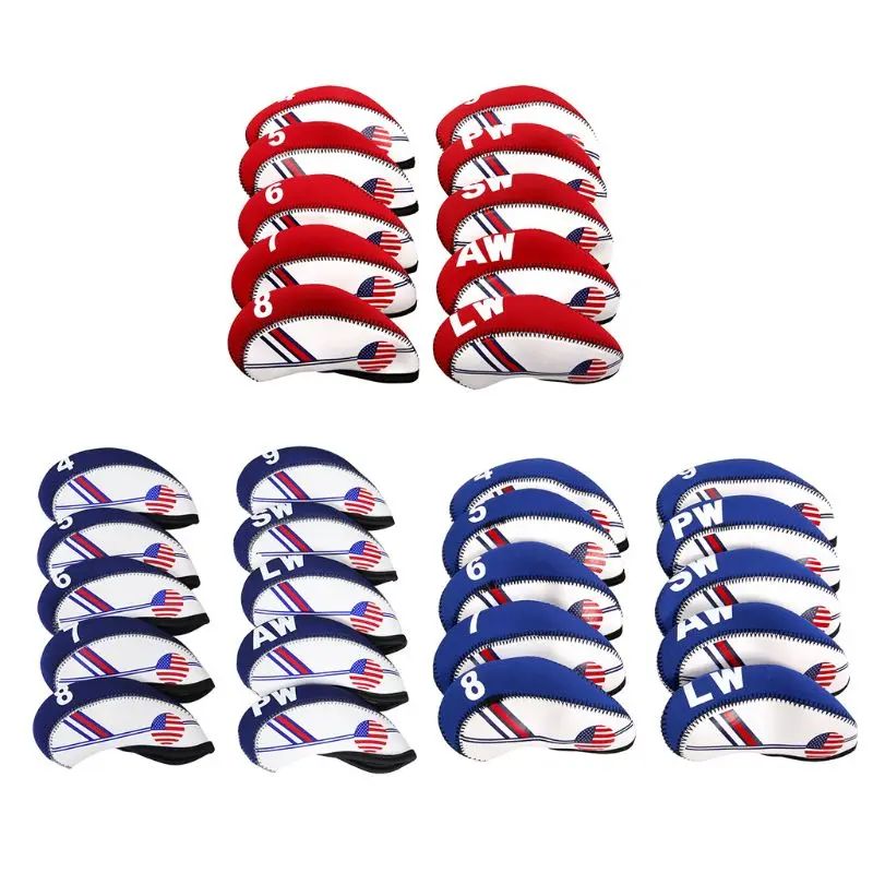 10 Pcs/Set Portable Sport Neoprene Golf Club for Head Cover Iron Protective Headcovers for Case Protector