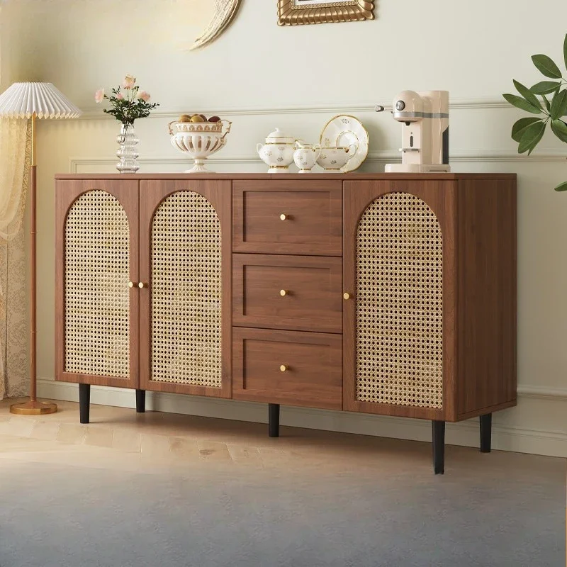

French style dining cabinet, modern and simple rattan storage cabinet, tea water cabinet, kitchen storage