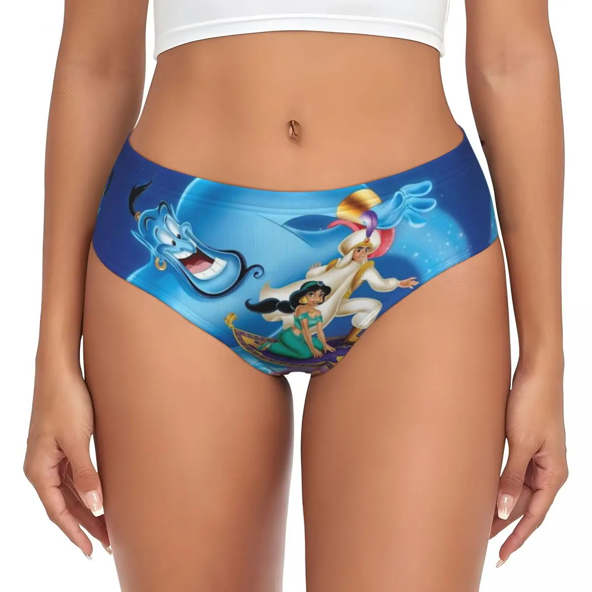 Custom New Aladdin And The Magic Lamp Brief Panties for Women Comfort Stretch Underwear